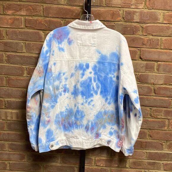 Peach Love Tie Dye Denim Jacket Size Large - Picture 3 of 5